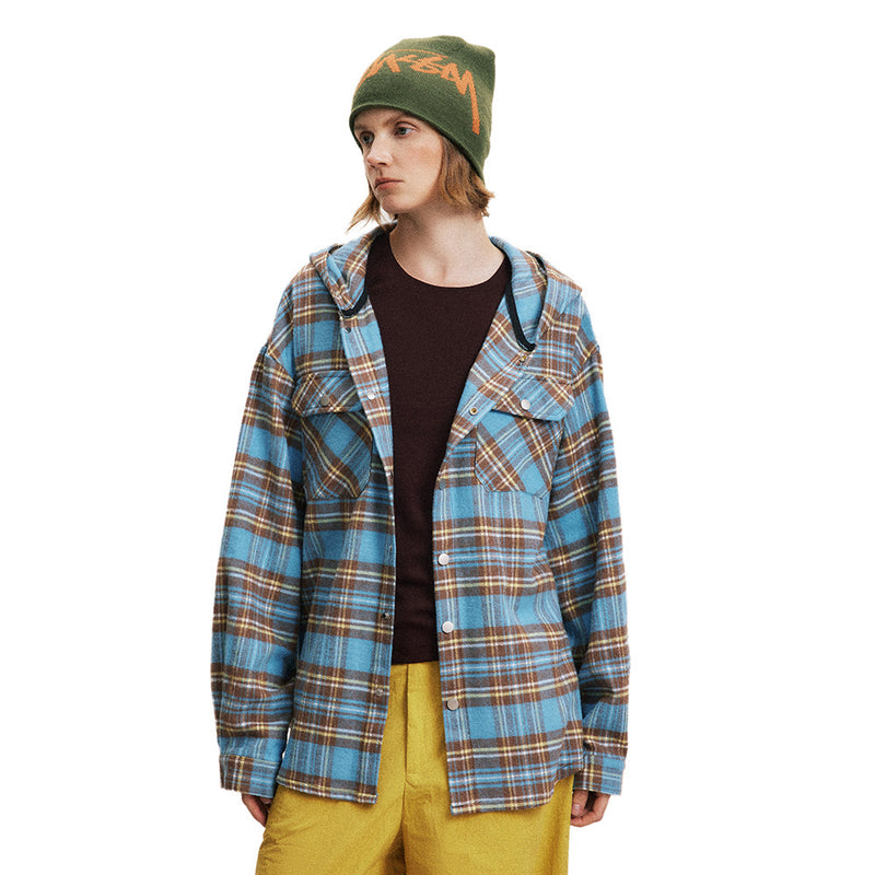 Plaid Hooded Loose Shirt