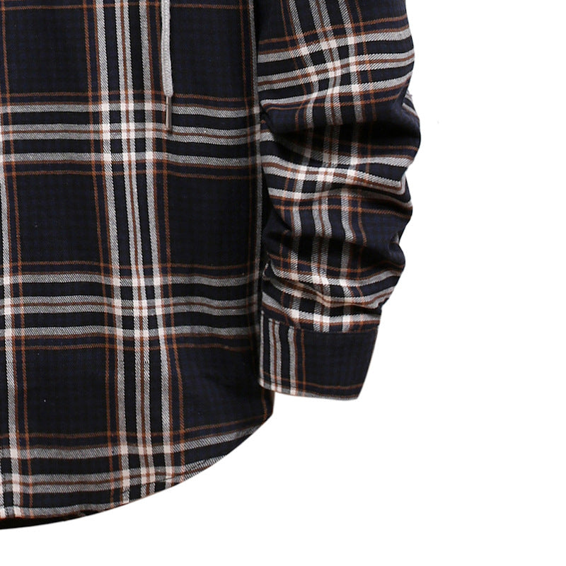 Plaid Shirt Men's Autumn Hooded Jacket