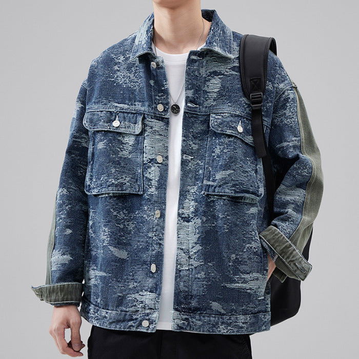 High Street American Classic Retro Patterned Denim Jacket