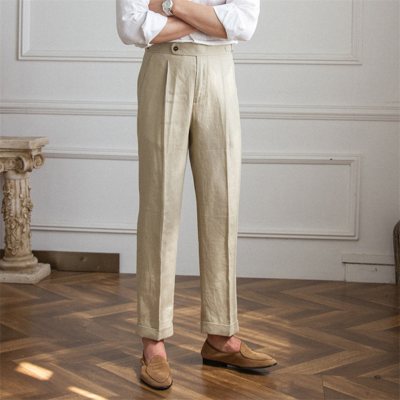 Monte Carlo Linen Pleated Trousers