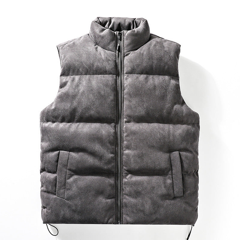 Semplice gilet imbottito in cotone con collo alto per uomo