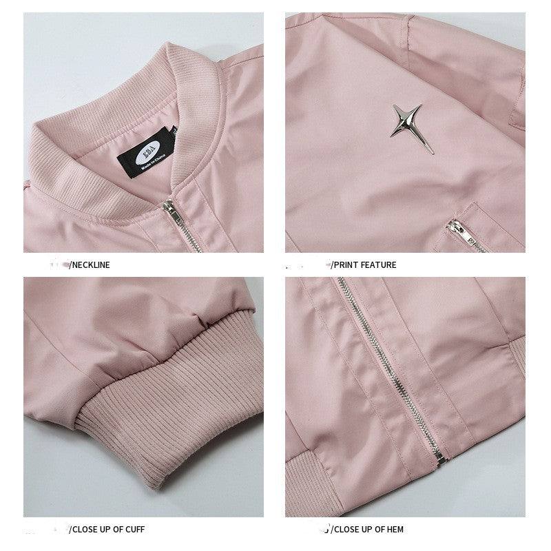 Retro Baseball Uniform Loose Cross Star Casual Jacket