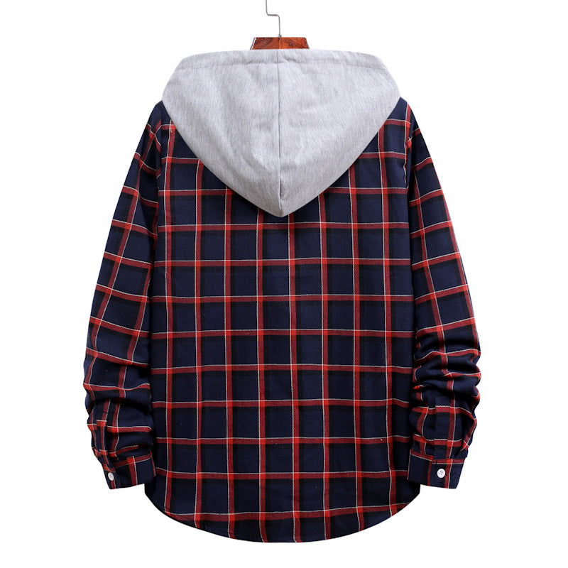 Plaid Shirt Men's Autumn Hooded Jacket