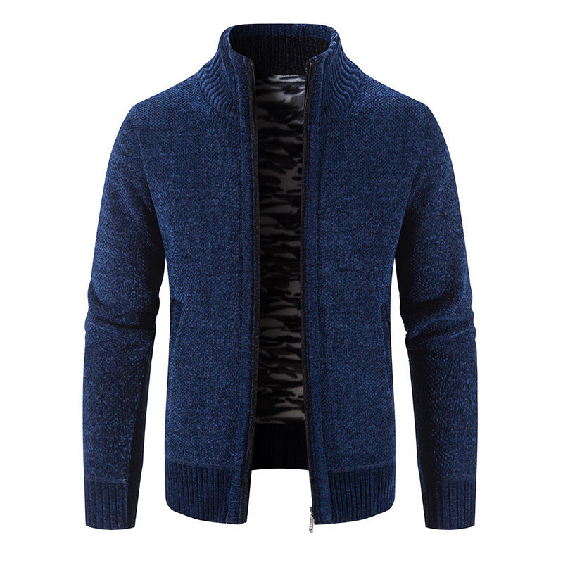 Men's Knitwear Autumn And Winter Fleece Lined Padded Cardigan sweater