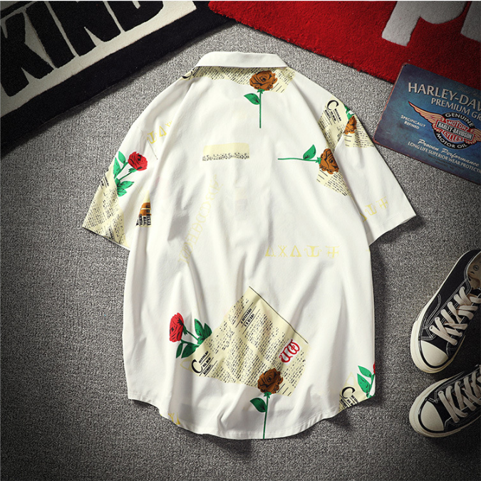 loose Print casual shirt Men for summer