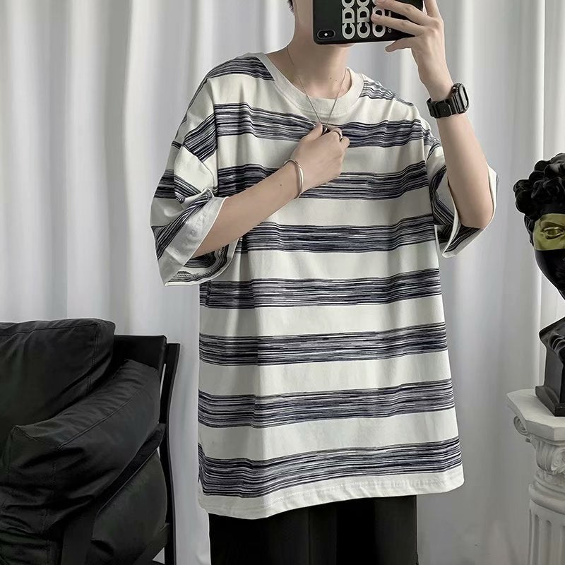 Couple Cotton Striped Short Sleeves tshirt