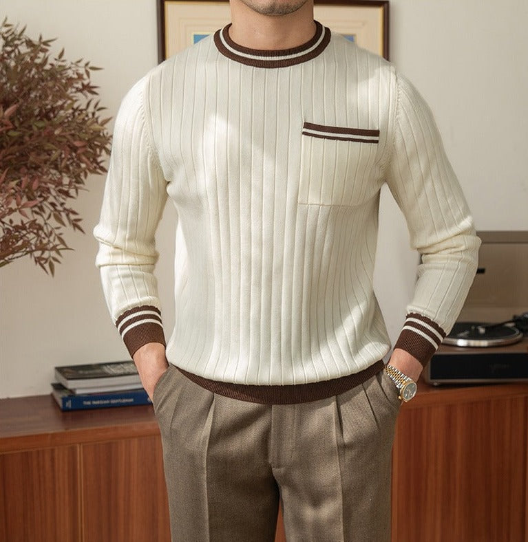 Slim Fit Ribbed Contrast Jumper