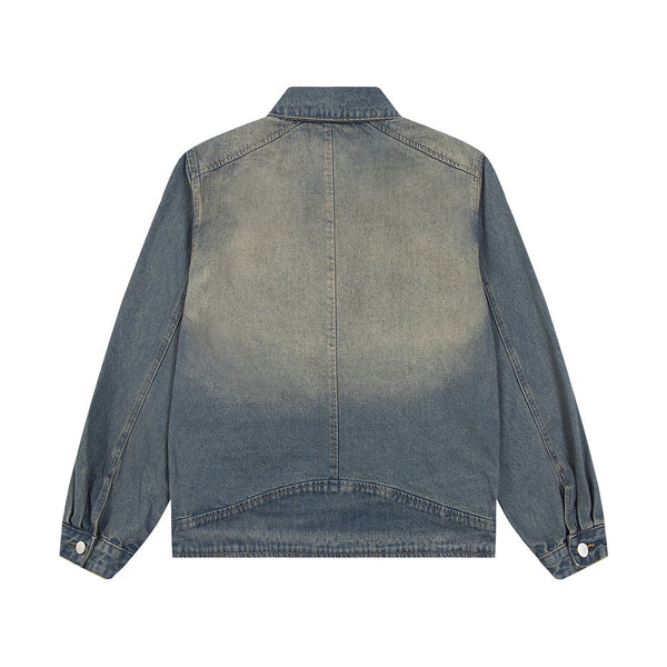 Punk Old Wash Denim Jacket Men