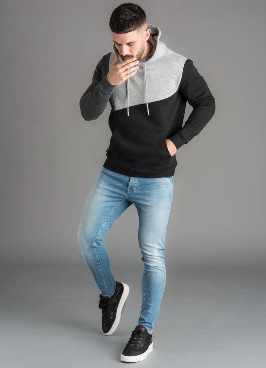 Stitching Contrast Color Casual Hoodie