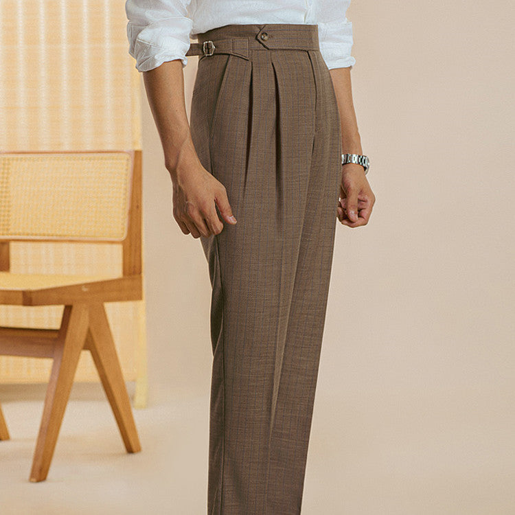 Limited Edition Cassis Pinstripe Pleated Trousers