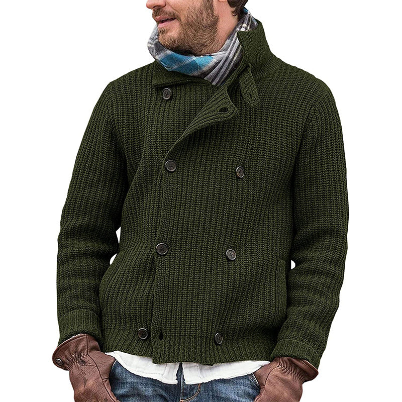 Large Size Sweater Men's Solid Color Button Knit Jacket