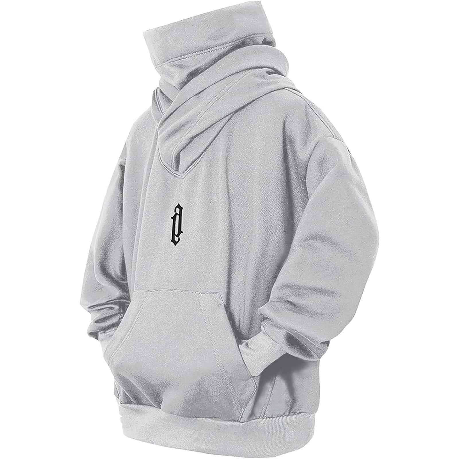 Pull à capuche ample et décontracté à col montant pour homme