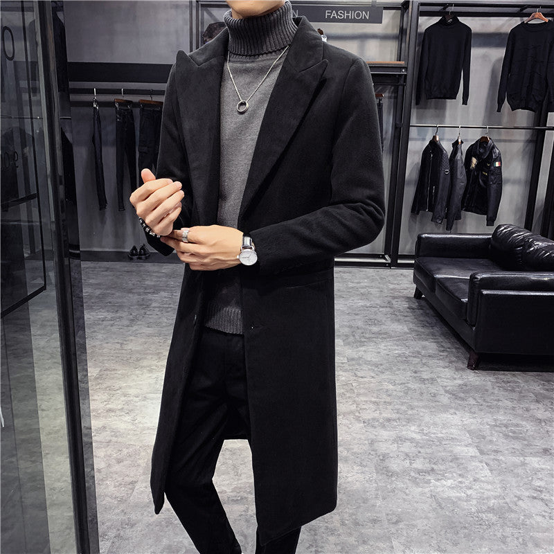 Thick Slim-fit Woolen Men's Trench Coat