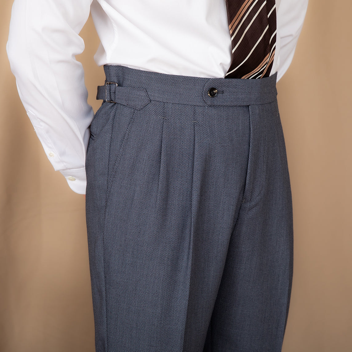 Sorrento Birdseye Textured Double Pleated Trousers