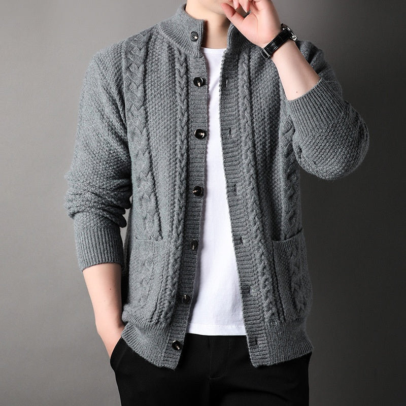 Thick Knit Cardigan Retro Jacquard Loose-fitting Sweater Jacket