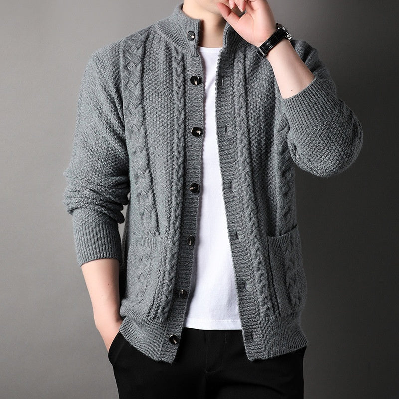 Cardigan in maglia spessa, giacca maglione ampia e retrò in jacquard