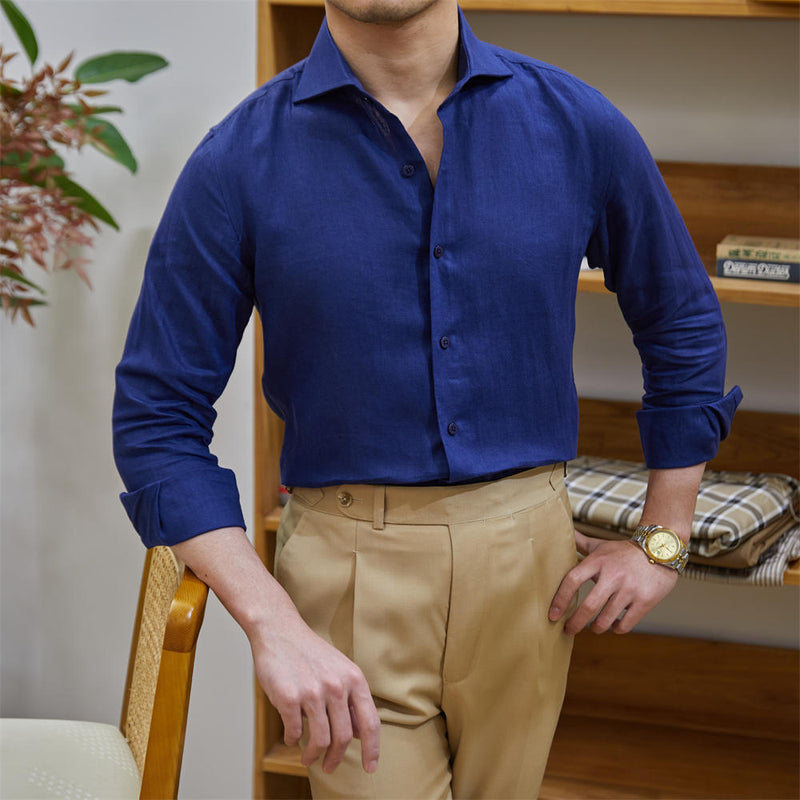 Breathable Linen Long Sleeve Collar Shirt