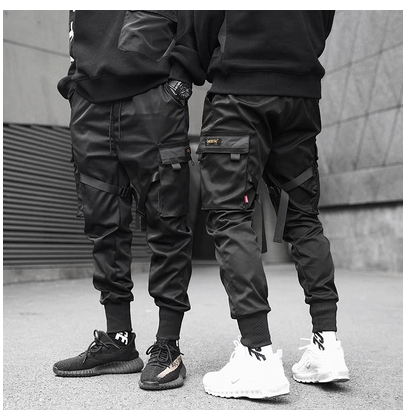 Men Black Hip Hop Cargo Pants