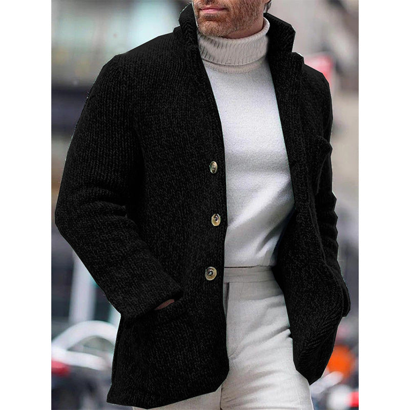 Autumn And Winter  Men's Knitted Cardigan Stand Collar Coat