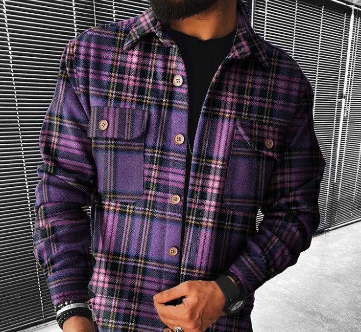 Plaid Pocket Long Sleeve Shirt