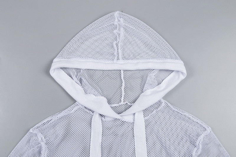 Mesh Long-Sleeved hoodie Women