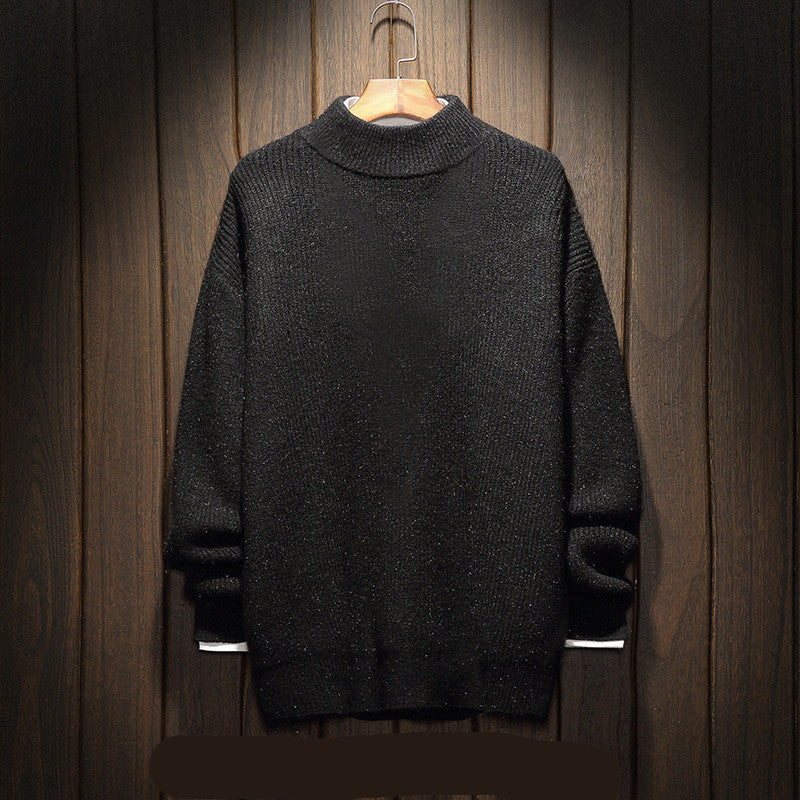 Fleece knit roll sweater