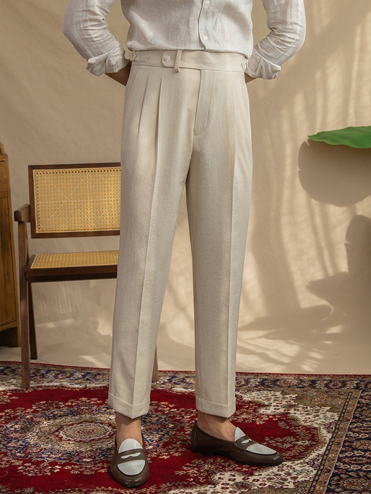 Monterosso Seersucker Pleated Trousers