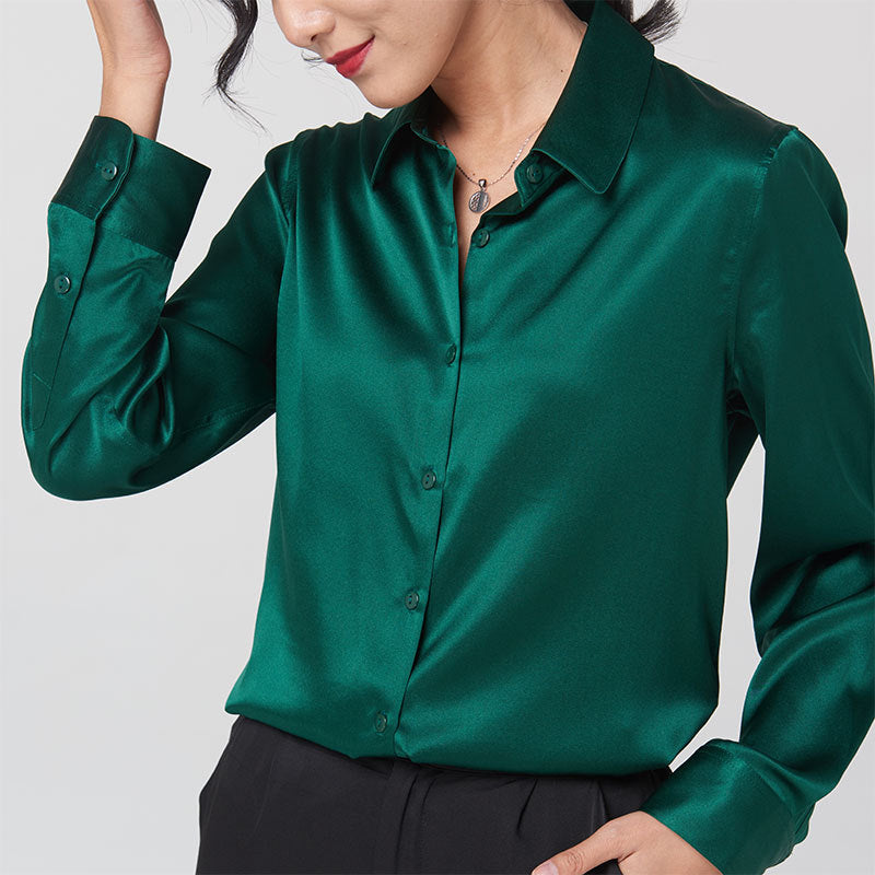 Silk long sleeve shirt women