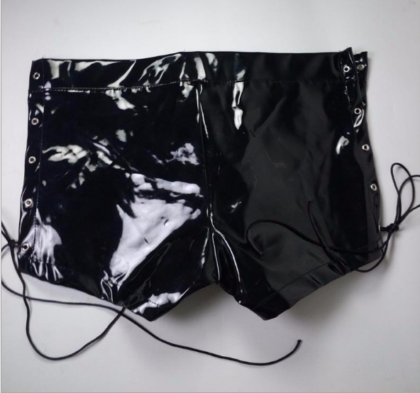 Patent leather men's tights wild zipper shorts