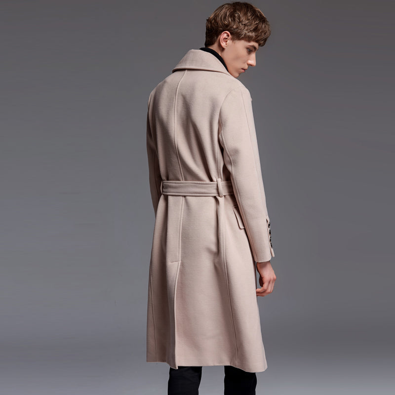 Long trench Coat With Belt For Men