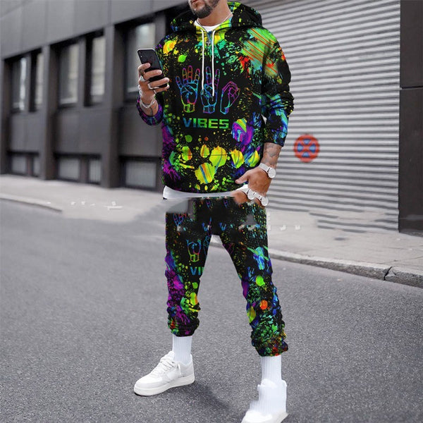 Colorful 3D Number Splash Camouflage Printing Suit