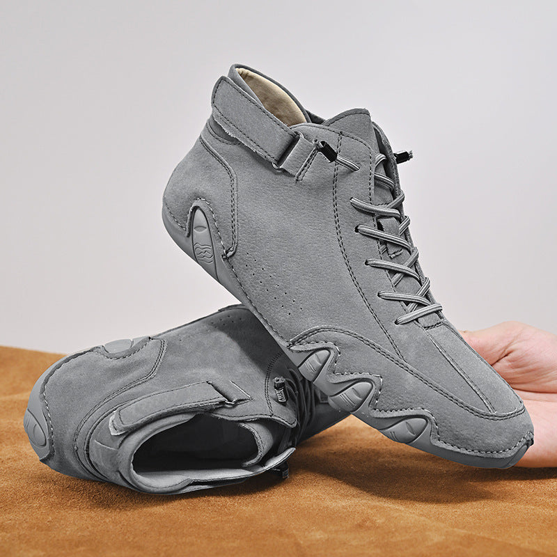 Men Ankle Boots Autumn Winter Suede Velcro Lace-up Sneakers