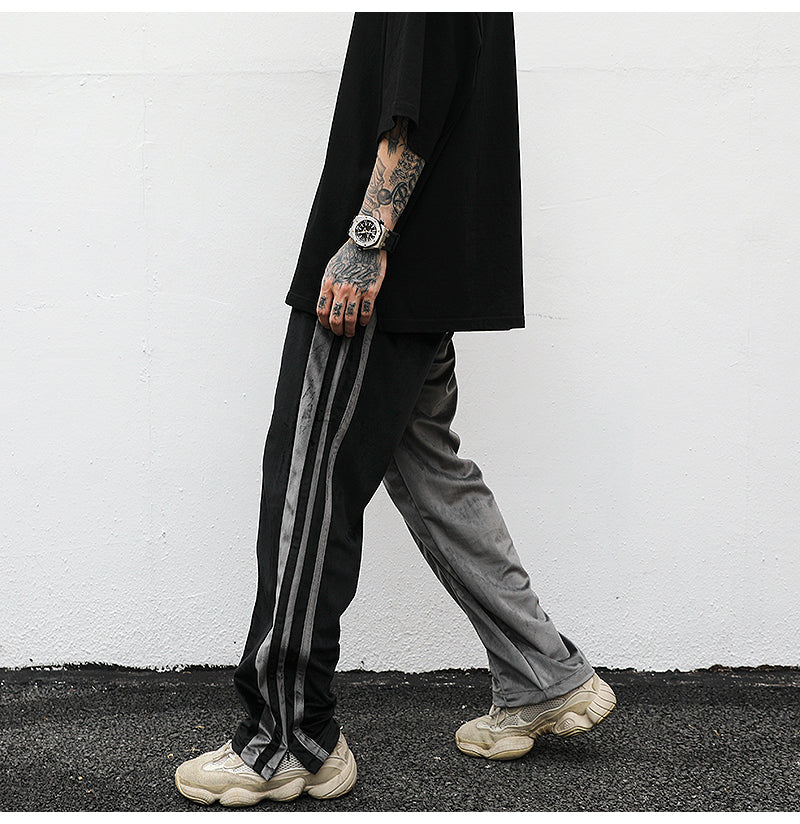 Black and grey Half n Half casual Pants