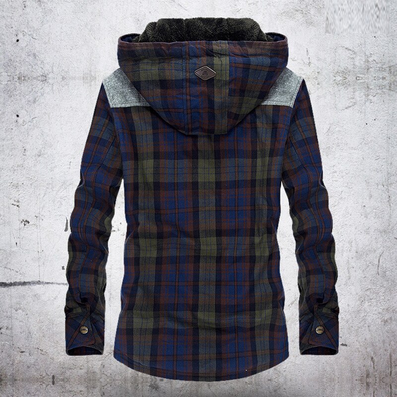 Plaid Hooded Shirt men