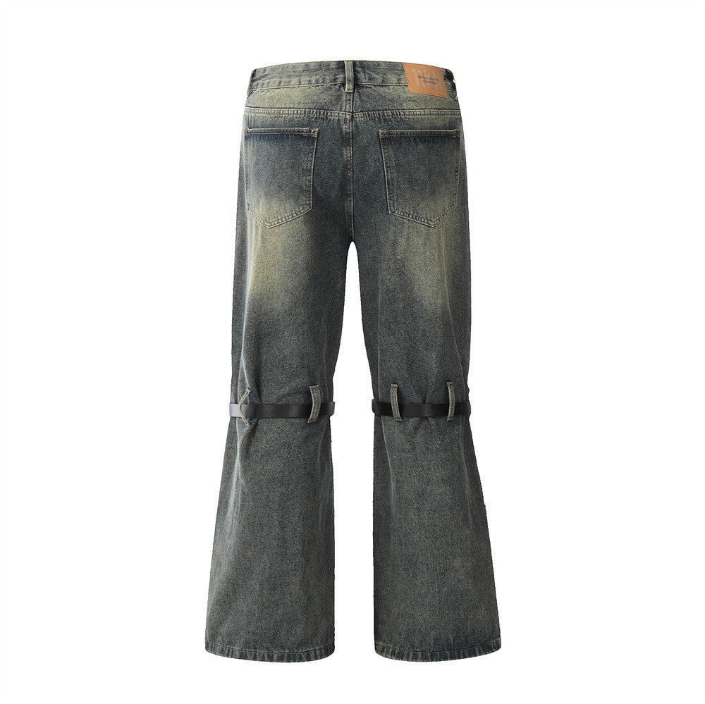 Men's Punk Rock Personality Loose Wide Leg Horn Long Pants