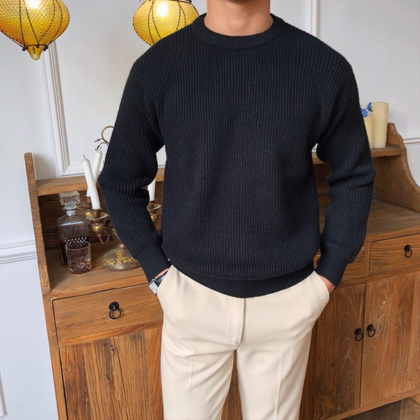 Men Long Sleeve Casual Round Neck Sweater