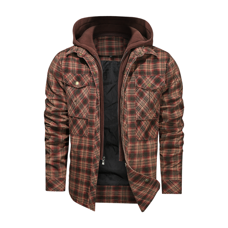 Men Long-sleeved Plaid Jacket