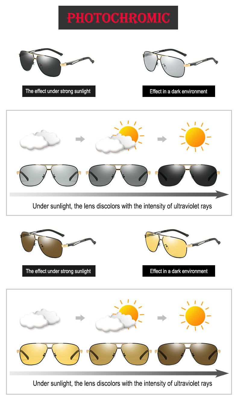 Color-changing polarized sunglasses