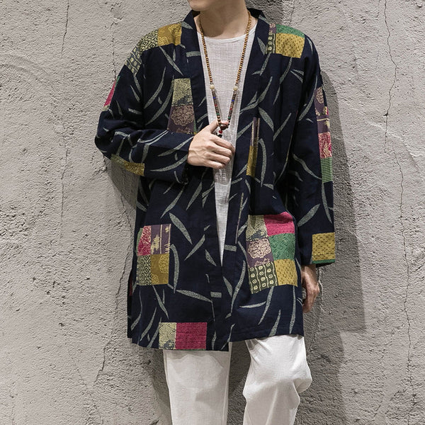 New autumn windbreaker men's long Korean cloak jacket