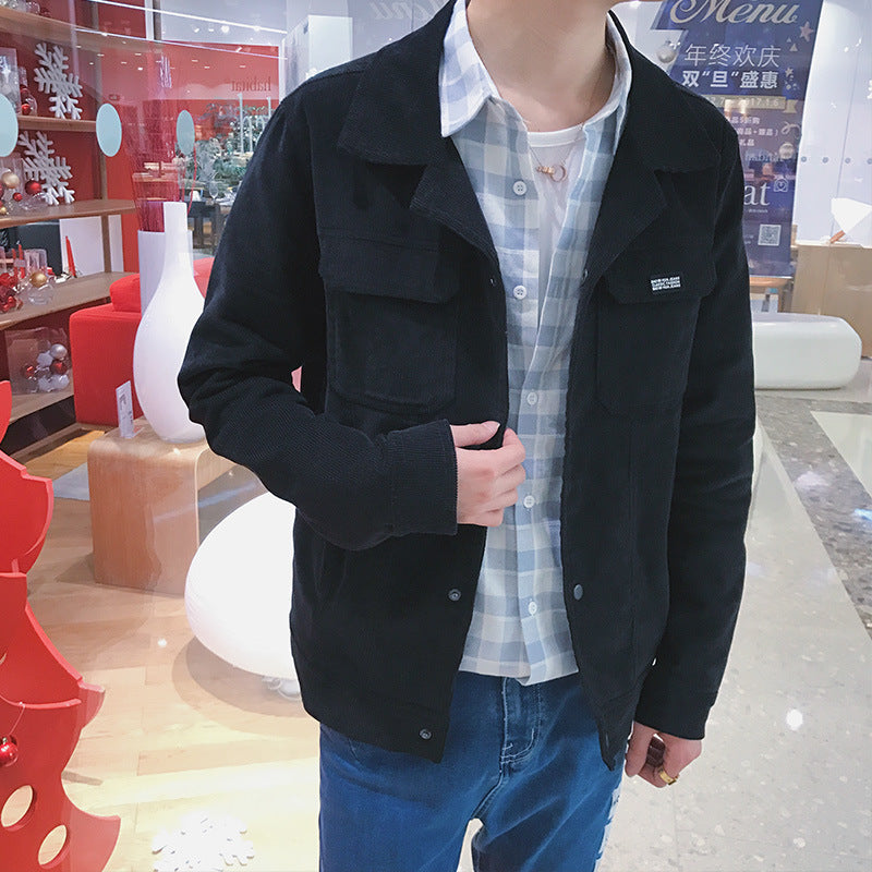 Corduroy baseball jacket men