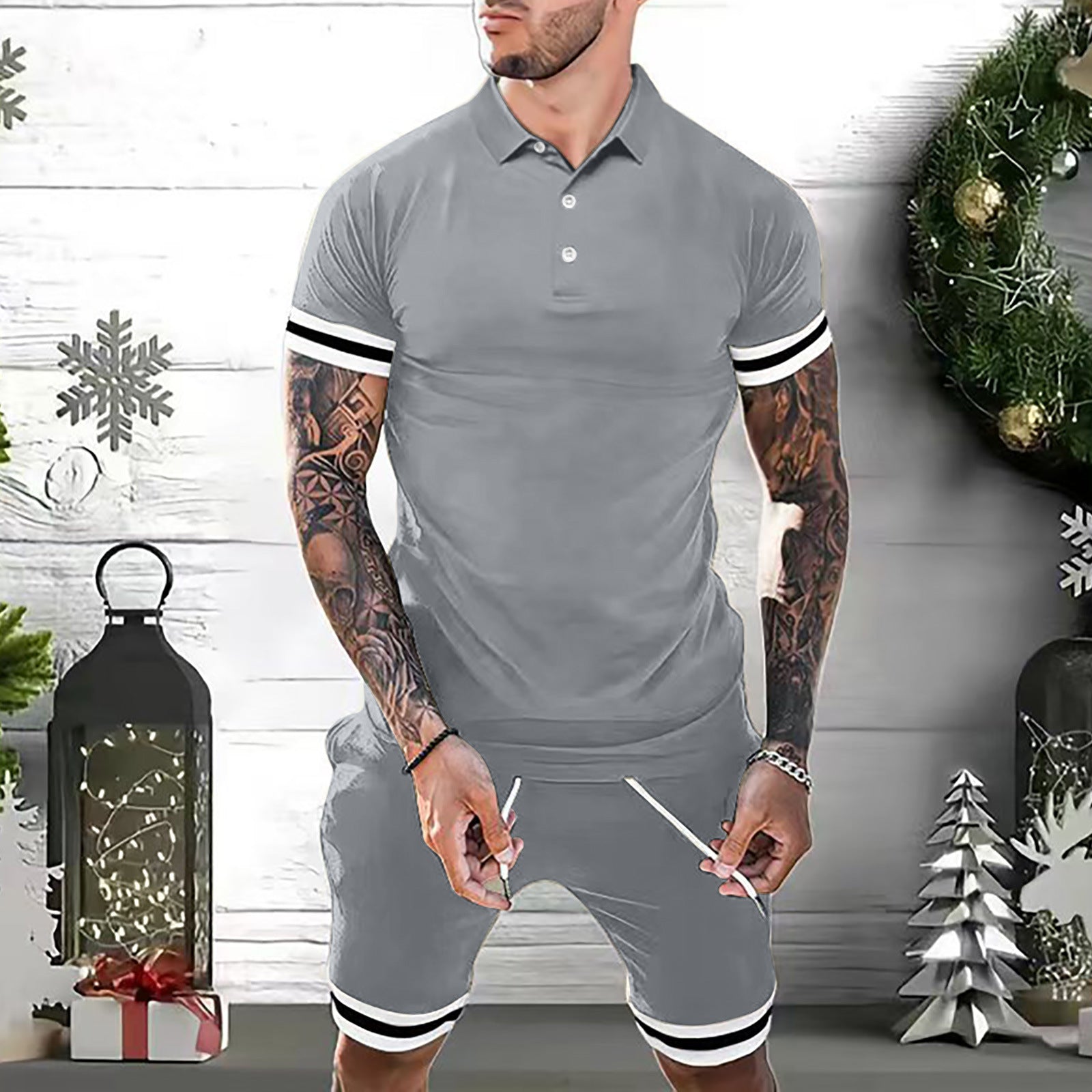 Mens 2 Piece Polo Shirt Tracksuits