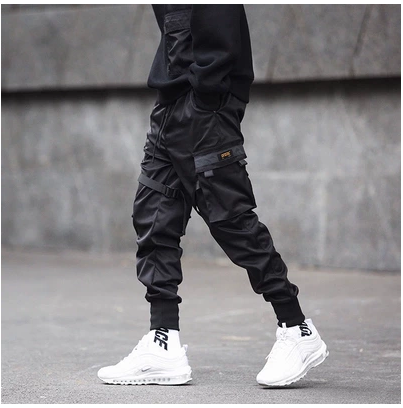 Men Black Hip Hop Cargo Pants