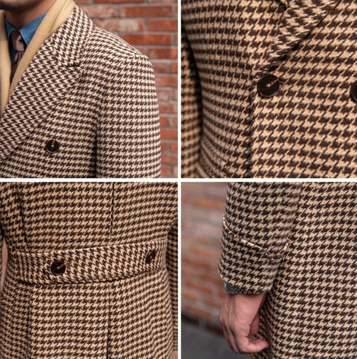 Holmes Vintage Houndstooth Double Breasted Coat