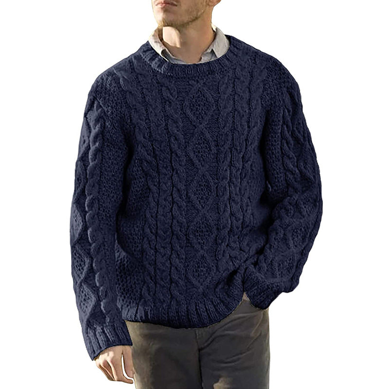 Men's American Solid Color Round Neck sweater