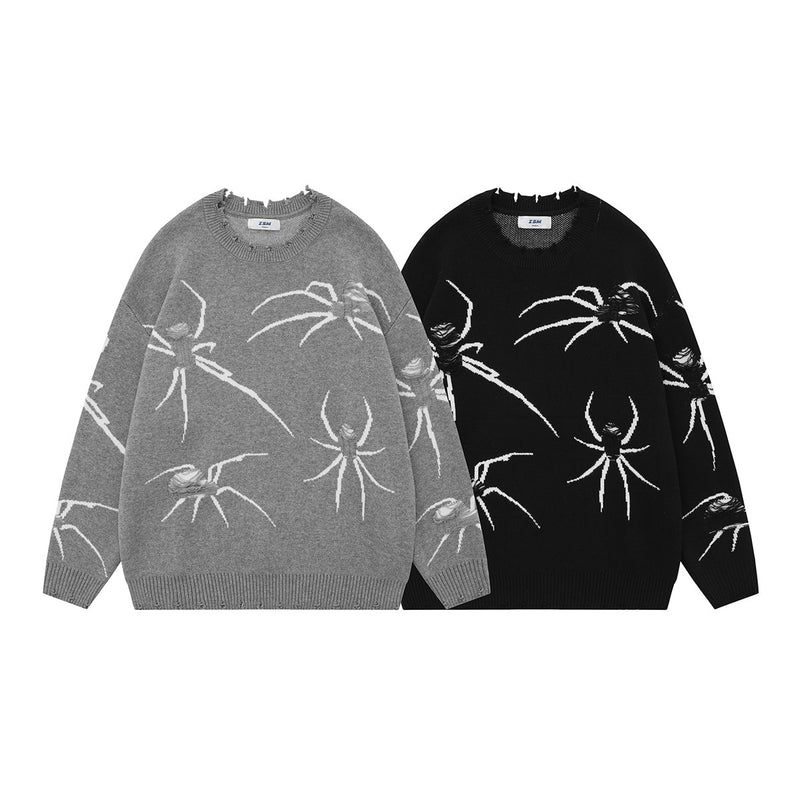 American Street Ripped Spider Damaged Sweater