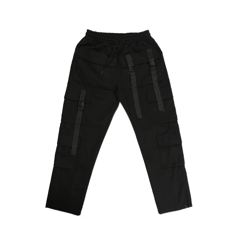 Multi-pocket streamer straight leg pants