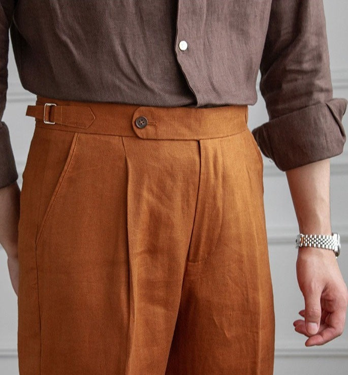 Monte Carlo Linen Pleated Trousers