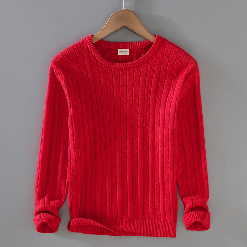 Thick Needle Solid Color Twist Slim Fit sweater