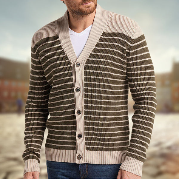 Men's Autumn And Winter Striped Jacquard Sweater