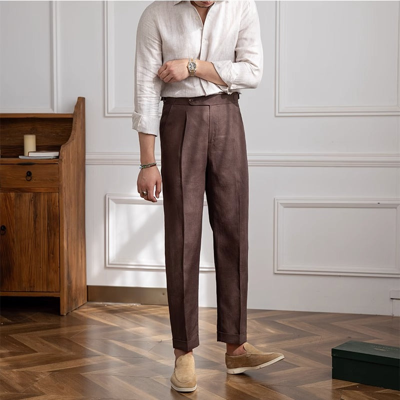 Monte Carlo Linen Pleated Trousers